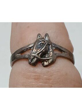 Vintage Sterling Silver Horse Head Ring Size 5.75 Unique Equestrian Gift #RB1-5